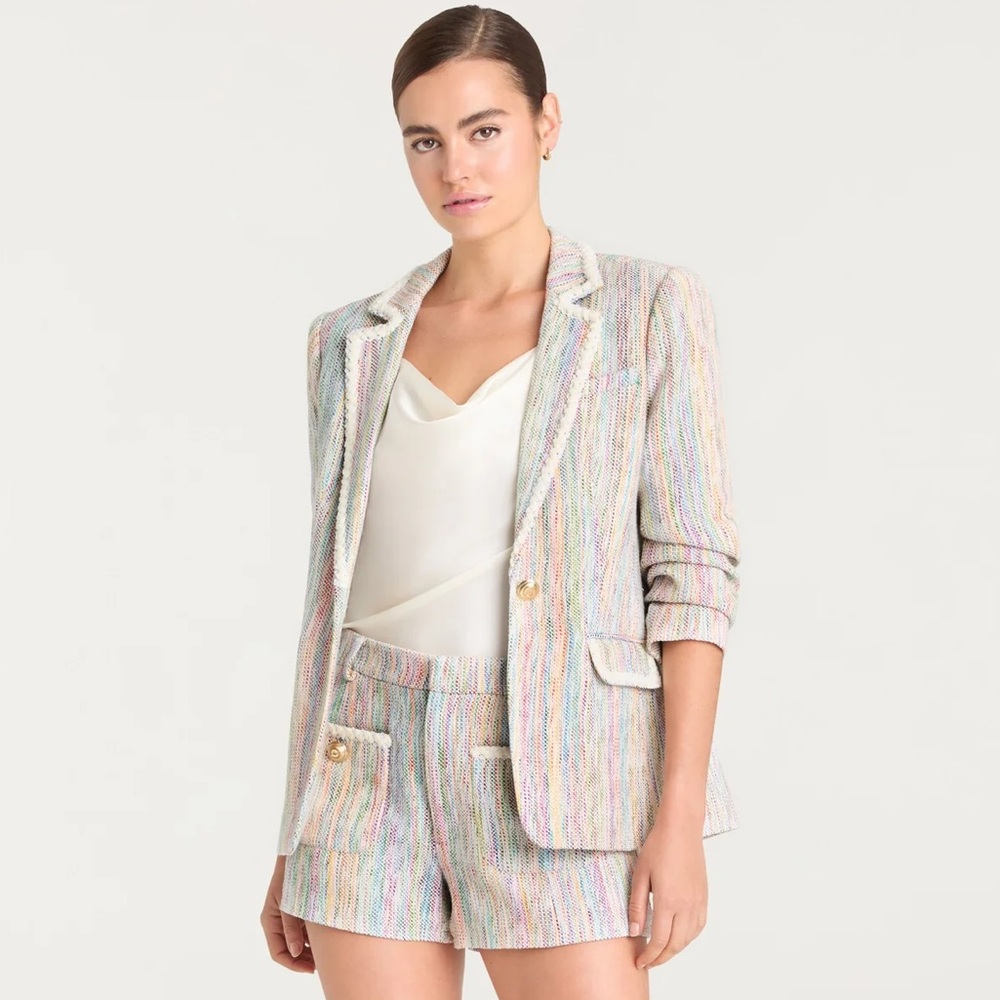 Cinq a Sept Prism Tweed Long Auden Short- in Ivory Multi